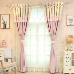 Bowknot and Lace Decorated Girls Bedroom Curtain Set