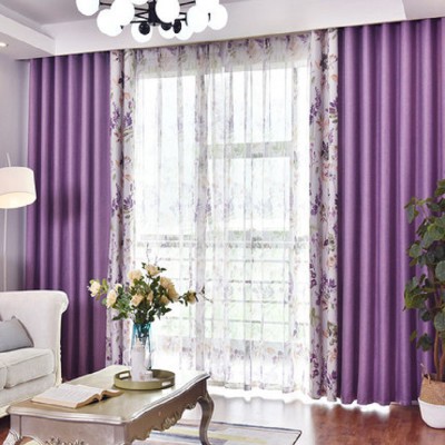 Purple Floral Curtain Set