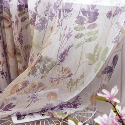 Purple Floral Curtain Set