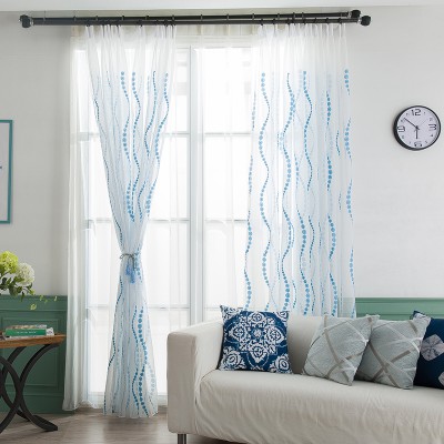 Wave Embroidered Polka Dot Sheer Curtains