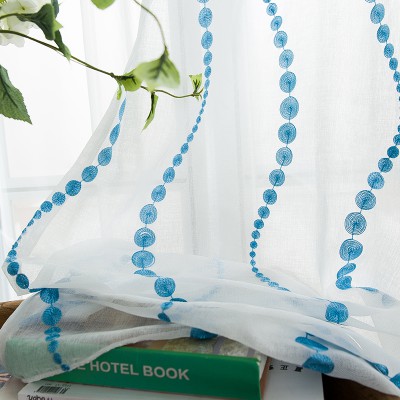 Wave Embroidered Polka Dot Sheer Curtains
