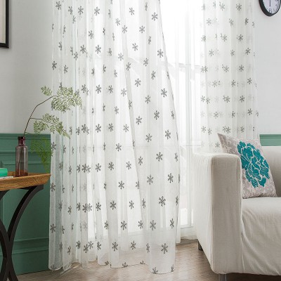 Embroidered Snow Flower Tulle Curtains