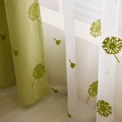 Pissenlit Embroidered Beige/Green/Purple Curtains