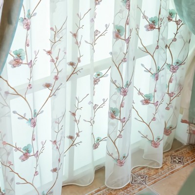 Floral and Color Block Luxury Curtain Set