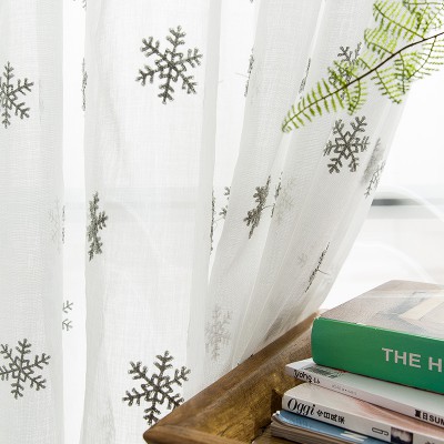 Embroidered Snow Flower Tulle Curtains